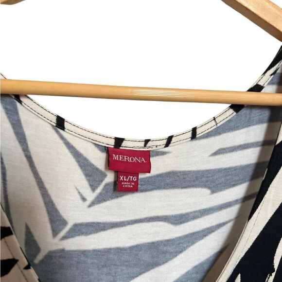 NWT Merona Black & Cream Palm Leaf Tank Maxi Dress Size XL - Picture 4 of 6